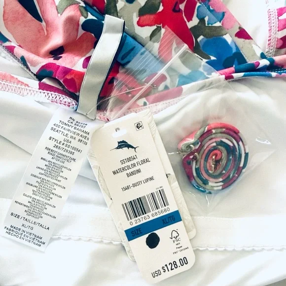 Tommy Bahama Watercolor Floral Bandeau Tankini Top - Picture 10 of 10